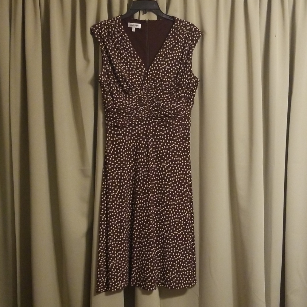 Jones Studio brown polka dot dress sz 10